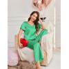 Ekouaer Women’s Satin Silky Pajama Set 2 Piece Short Sleeve Shirt with Long Pants Pjs Sets Soft PJ Loungewear S-XXL(Green)