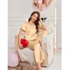 Ekouaer Women’s Satin Silky Pajama Set 2 Piece Short Sleeve Shirt with Long Pants Pjs Sets Soft PJ Loungewear S-XXL(Khaki)