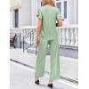 Ekouaer Women’s Satin Silky Pajama Set 2 Piece Short Sleeve Shirt with Long Pants Pjs Sets Soft PJ Loungewear S-XXL(Light Green)