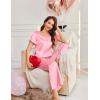 Ekouaer Women’s Satin Silky Pajama Set 2 Piece Short Sleeve Shirt with Long Pants Pjs Sets Soft PJ Loungewear S-XXL(Light Pink)
