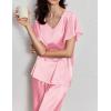 Ekouaer Women’s Satin Silky Pajama Set 2 Piece Short Sleeve Shirt with Long Pants Pjs Sets Soft PJ Loungewear S-XXL(Light Pink)