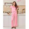 Ekouaer Women’s Satin Silky Pajama Set 2 Piece Short Sleeve Shirt with Long Pants Pjs Sets Soft PJ Loungewear S-XXL(Light Pink)
