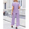 Ekouaer Women’s Satin Silky Pajama Set 2 Piece Short Sleeve Shirt with Long Pants Pjs Sets Soft PJ Loungewear S-XXL(Lilac)