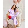Ekouaer Women’s Satin Silky Pajama Set 2 Piece Short Sleeve Shirt with Long Pants Pjs Sets Soft PJ Loungewear S-XXL(Lilac)