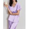 Ekouaer Women’s Satin Silky Pajama Set 2 Piece Short Sleeve Shirt with Long Pants Pjs Sets Soft PJ Loungewear S-XXL(Lilac)
