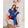Ekouaer Women’s Satin Silky Pajama Set 2 Piece Short Sleeve Shirt with Long Pants Pjs Sets Soft PJ Loungewear S-XXL(Navy Blue)