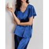 Ekouaer Women’s Satin Silky Pajama Set 2 Piece Short Sleeve Shirt with Long Pants Pjs Sets Soft PJ Loungewear S-XXL(Navy Blue)