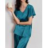 Ekouaer Women’s Satin Silky Pajama Set 2 Piece Short Sleeve Shirt with Long Pants Pjs Sets Soft PJ Loungewear S-XXL(Peacock Blue)