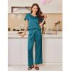 Ekouaer Women’s Satin Silky Pajama Set 2 Piece Short Sleeve Shirt with Long Pants Pjs Sets Soft PJ Loungewear S-XXL(Peacock Blue)