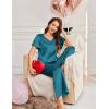 Ekouaer Women’s Satin Silky Pajama Set 2 Piece Short Sleeve Shirt with Long Pants Pjs Sets Soft PJ Loungewear S-XXL(Peacock Blue)