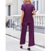 Ekouaer Women’s Satin Silky Pajama Set 2 Piece Short Sleeve Shirt with Long Pants Pjs Sets Soft PJ Loungewear S-XXL(Purple)