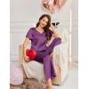 Ekouaer Women’s Satin Silky Pajama Set 2 Piece Short Sleeve Shirt with Long Pants Pjs Sets Soft PJ Loungewear S-XXL(Purple)