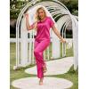 Ekouaer Women’s Satin Silky Pajama Set 2 Piece Short Sleeve Shirt with Long Pants Pjs Sets Soft PJ Loungewear S-XXL(Rose Red)
