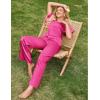 Ekouaer Women’s Satin Silky Pajama Set 2 Piece Short Sleeve Shirt with Long Pants Pjs Sets Soft PJ Loungewear S-XXL(Rose Red)