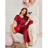 Ekouaer Women’s Satin Silky Pajama Set 2 Piece Short Sleeve Shirt with Long Pants Pjs Sets Soft PJ Loungewear S-XXL(Wine Red)