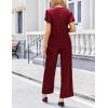 Ekouaer Women’s Satin Silky Pajama Set 2 Piece Short Sleeve Shirt with Long Pants Pjs Sets Soft PJ Loungewear S-XXL(Wine Red)