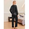 Ekouaer Womens Satin Silky Pajama Set Long Sleeve Top with Long Pajama Pant Set Soft PJ Loungewear(Black)