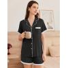 Ekouaer Womens Short Sleeve Pajamas Set Soft Sleepwear Button Down Lounge Set Lace Top and Shorts Pj Nightwear(Black)