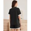 Ekouaer Womens Short Sleeve Pajamas Set Soft Sleepwear Button Down Lounge Set Lace Top and Shorts Pj Nightwear(Black)
