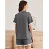 Ekouaer Womens Short Sleeve Pajamas Set Soft Sleepwear Button Down Lounge Set Lace Top and Shorts Pj Nightwear(Deep Grey)
