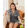 Ekouaer Womens Short Sleeve Pajamas Set Soft Sleepwear Button Down Lounge Set Lace Top and Shorts Pj Nightwear(Deep Grey)