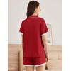 Ekouaer Womens Short Sleeve Pajamas Set Soft Sleepwear Button Down Lounge Set Lace Top and Shorts Pj Nightwear(Deep Red)