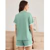 Ekouaer Womens Short Sleeve Pajamas Set Soft Sleepwear Button Down Lounge Set Lace Top and Shorts Pj Nightwear(Green)