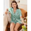 Ekouaer Womens Short Sleeve Pajamas Set Soft Sleepwear Button Down Lounge Set Lace Top and Shorts Pj Nightwear(Green)