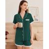 Ekouaer Womens Short Sleeve Pajamas Set Soft Sleepwear Button Down Lounge Set Lace Top and Shorts Pj Nightwear(Lake Green)