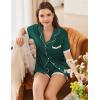Ekouaer Womens Short Sleeve Pajamas Set Soft Sleepwear Button Down Lounge Set Lace Top and Shorts Pj Nightwear(Lake Green)
