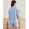 Ekouaer Womens Short Sleeve Pajamas Set Soft Sleepwear Button Down Lounge Set Lace Top and Shorts Pj Nightwear(Light Blue)