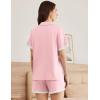 Ekouaer Womens Short Sleeve Pajamas Set Soft Sleepwear Button Down Lounge Set Lace Top and Shorts Pj Nightwear(Pink)