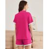 Ekouaer Womens Short Sleeve Pajamas Set Soft Sleepwear Button Down Lounge Set Lace Top and Shorts Pj Nightwear(Rose Red)