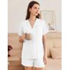 Ekouaer Womens Short Sleeve Pajamas Set Soft Sleepwear Button Down Lounge Set Lace Top and Shorts Pj Nightwear(White)