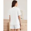 Ekouaer Womens Short Sleeve Pajamas Set Soft Sleepwear Button Down Lounge Set Lace Top and Shorts Pj Nightwear(White)