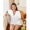 Ekouaer Womens Short Sleeve Pajamas Set Soft Sleepwear Button Down Lounge Set Lace Top and Shorts Pj Nightwear(White)