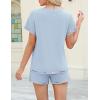 Ekouaer Womens Shorts Set Summer Outfits Short Sleeve Lounge Set 2 Pieces Soft Sleepwear Pajamas Set with Pockets(Clear Blue)
