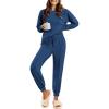 Ekouaer Lounge Sets for Women 2 Piece Jogger Pajama Long Sleeve Pants Loungewear Sweatsuits Casual Matching Outfits(Blue)