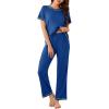 Ekouaer Women’s Pajama Sets Short Sleeve Pj Sets with Long Pants 2 Piece Lounge Sets Soft Summer Sleepwear S-XXL(Sky Blue)