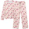 Ekouaer Women’s Pajamas Set 2 Piece Lounge Sets Long Sleeve Crewneck Top and Pants Soft Pjs with Pockets(Teddy Bear Cherry-apricot)
