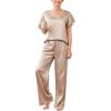 Ekouaer Women’s Satin Silky Pajama Set 2 Piece Short Sleeve Shirt with Long Pants Pjs Sets Soft PJ Loungewear S-XXL(Champagne)