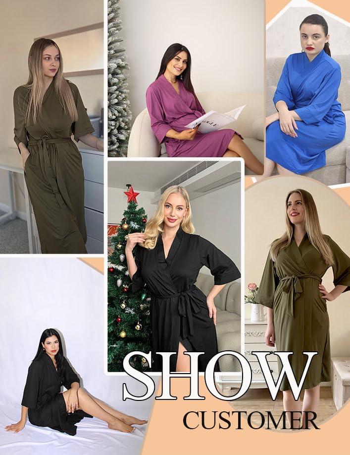 imageEkouaer Womens Maternity Nursing Robe for Hospital V Neck Pregnancy Bathrobes 34 Sleeve Labor Delivery NightgownsArmy Green