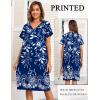 Ekouaer House Dresses for Women with Pockets Button Down Nightgowns Plus Size Moo Moos Mumu Dresses Floral Print S-3XL(Ethnic Navy)