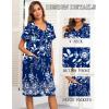 Ekouaer House Dresses for Women with Pockets Button Down Nightgowns Plus Size Moo Moos Mumu Dresses Floral Print S-3XL(Ethnic Navy)