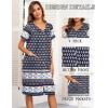 Ekouaer House Dresses for Women with Pockets Button Down Nightgowns Plus Size Moo Moos Mumu Dresses Floral Print S-3XL(Ethnic Navy Blue)