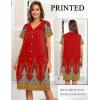 Ekouaer House Dresses for Women with Pockets Button Down Nightgowns Plus Size Moo Moos Mumu Dresses Floral Print S-3XL(Ethnic Red)