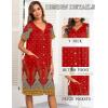 Ekouaer House Dresses for Women with Pockets Button Down Nightgowns Plus Size Moo Moos Mumu Dresses Floral Print S-3XL(Ethnic Red)