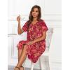 Ekouaer House Dresses for Women with Pockets Button Down Nightgowns Plus Size Moo Moos Mumu Dresses Floral Print S-3XL(Flower Red)