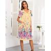 Ekouaer House Dresses for Women with Pockets Button Down Nightgowns Plus Size Moo Moos Mumu Dresses Floral Print S-3XL(Flower Yellow)