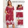 Ekouaer House Dresses for Women with Pockets Button Down Nightgowns Plus Size Moo Moos Mumu Dresses Floral Print S-3XL(Red Flower)